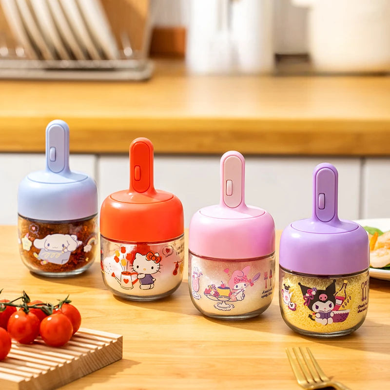 Hello Kitty Kuromi Expandable Seasoning Jars Kitchen & Home Airtight, Moisture-Proof Set Salt-Control Seasoning Portion Bottle Qme