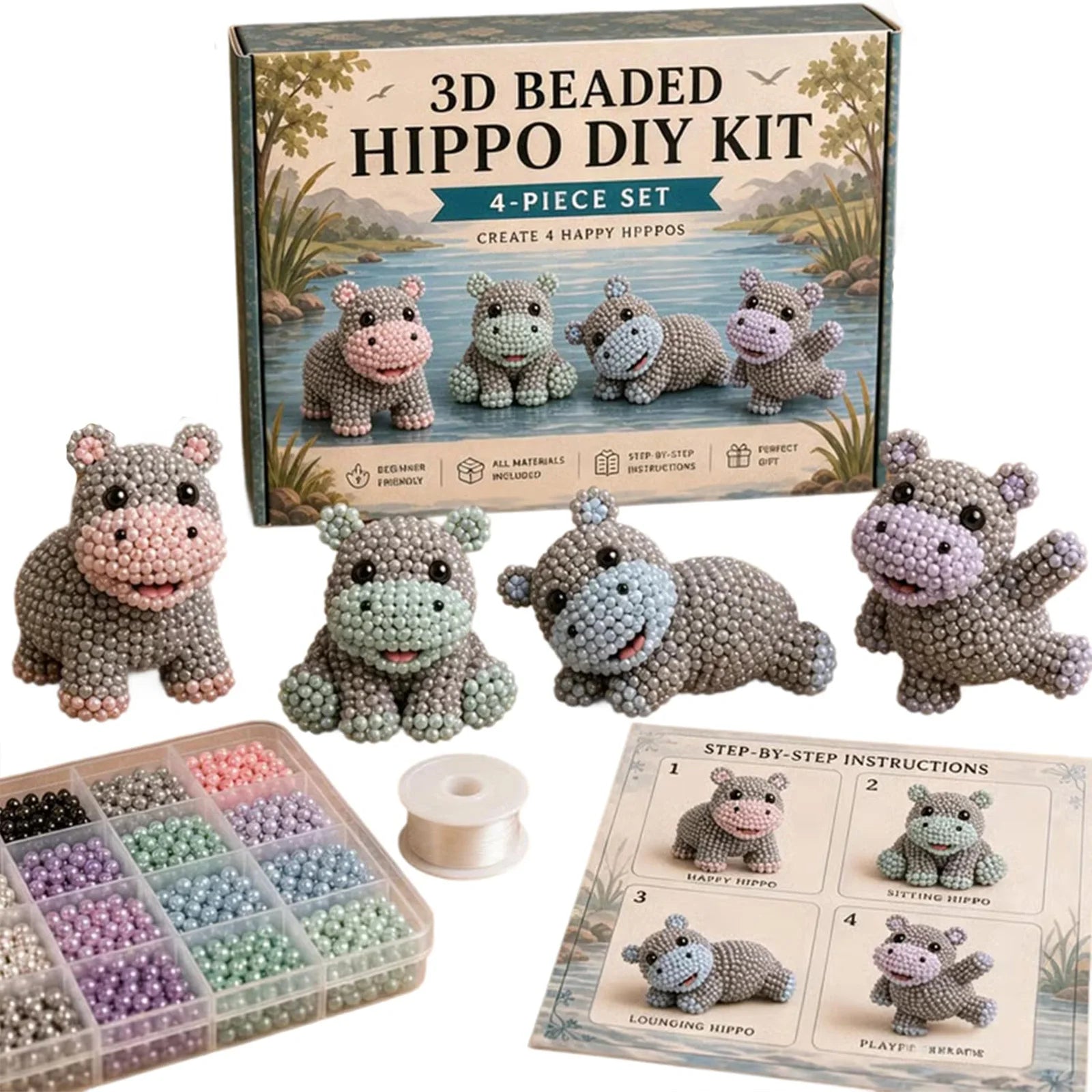 Cute Farm Animal Bead Craft Kit Diy 3d Beaded Ornament Set Perfect For Home Decor Keychains & Gift Giving Easy Craft Qme Style 23