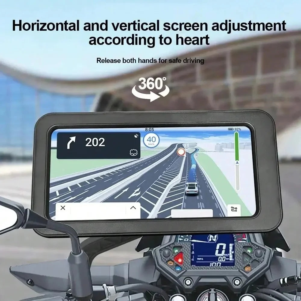 Waterproof Motorcycle Mobile Phone Holder Adjustable 360° Rotating Waterproof Anti-Shock Bike Phone Holder Magnetic GPS HolderAV Qme