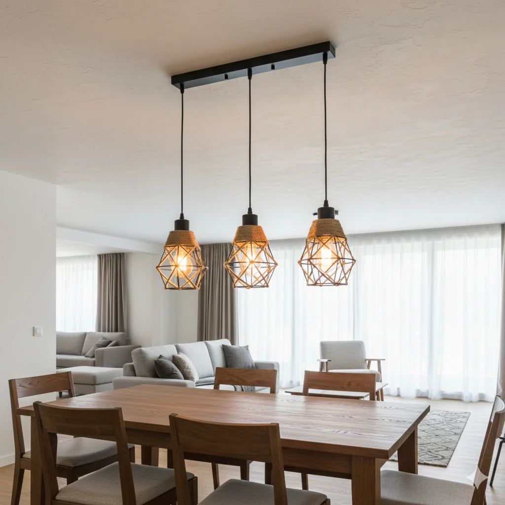 Vintage Hemp Rope Pendant Light Retro Loft Industrial Lighting Hanging Lamp Chandeliers Home Living Room Kitchen Decor Lampshade Qme