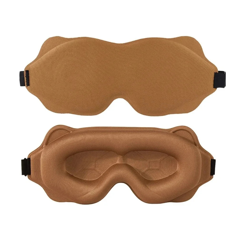 3D Sleeping Mask Slaapmasker Night Sleep Patch Portable Eyemask Pad Sleeping Mask Eyepatch Blindfold Light Travel Nap Eye Mask Qme Brown