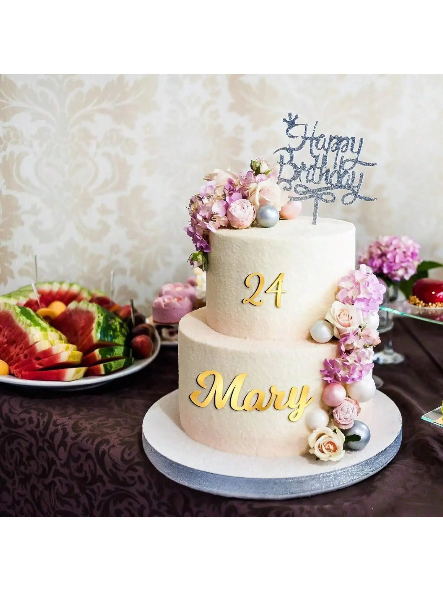 Gold Silver Rose Black Acrylic Alphabet Number Cake Decoration Qme
