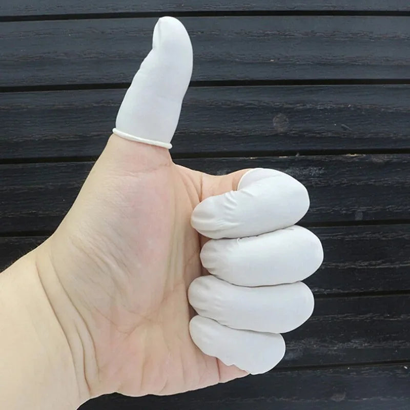White Latex Powder Free Disposable Finger Cots Anti-Slip for Nail Art Tattoo Beauty Use Qme