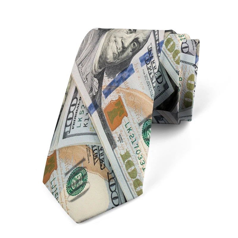 Interesting Dollar Pattern Printing Wide Tie Fashion Business Shirt Qme style7