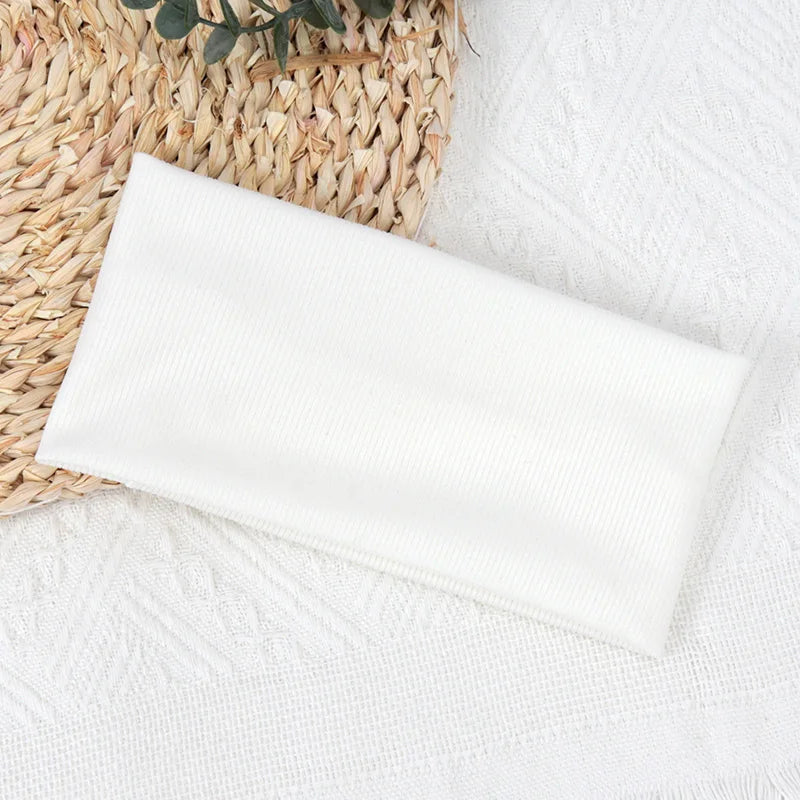 Women Elastic Solid Sports Headbands Running Fitness Yoga Hairbands Qme WHITE