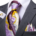 Hi-tie Fashion Men's Elegant Tie Handkerchief Cufflinks Wedding Party Qme DPT-N-0014-2