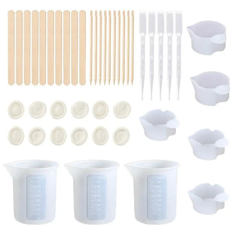 15/28PCS Glue Mixing And Dispensing Cup Epoxy DIY Mold Resin Mixing Casting Tools Kit DIY Craft Jewelry Making Qme