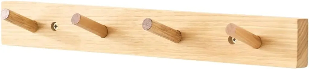 Natural Wood Wall Mounted Coat Rack, Multi-hook Hanger for Clothes & Bags Qme