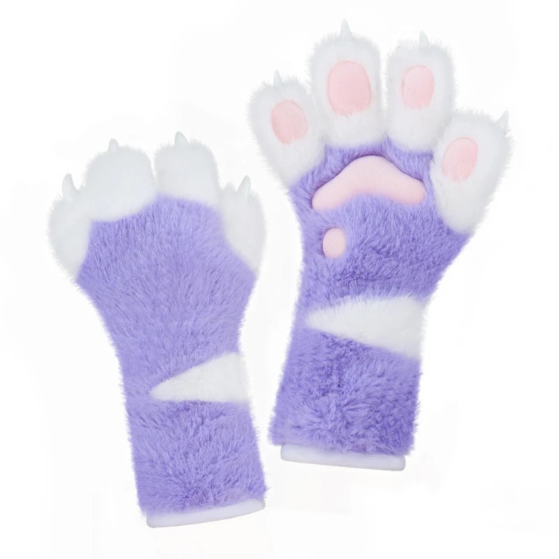 Fury Handmade Animal Claws Long Gloves Furry Plush Halloween Cos Paw Qme