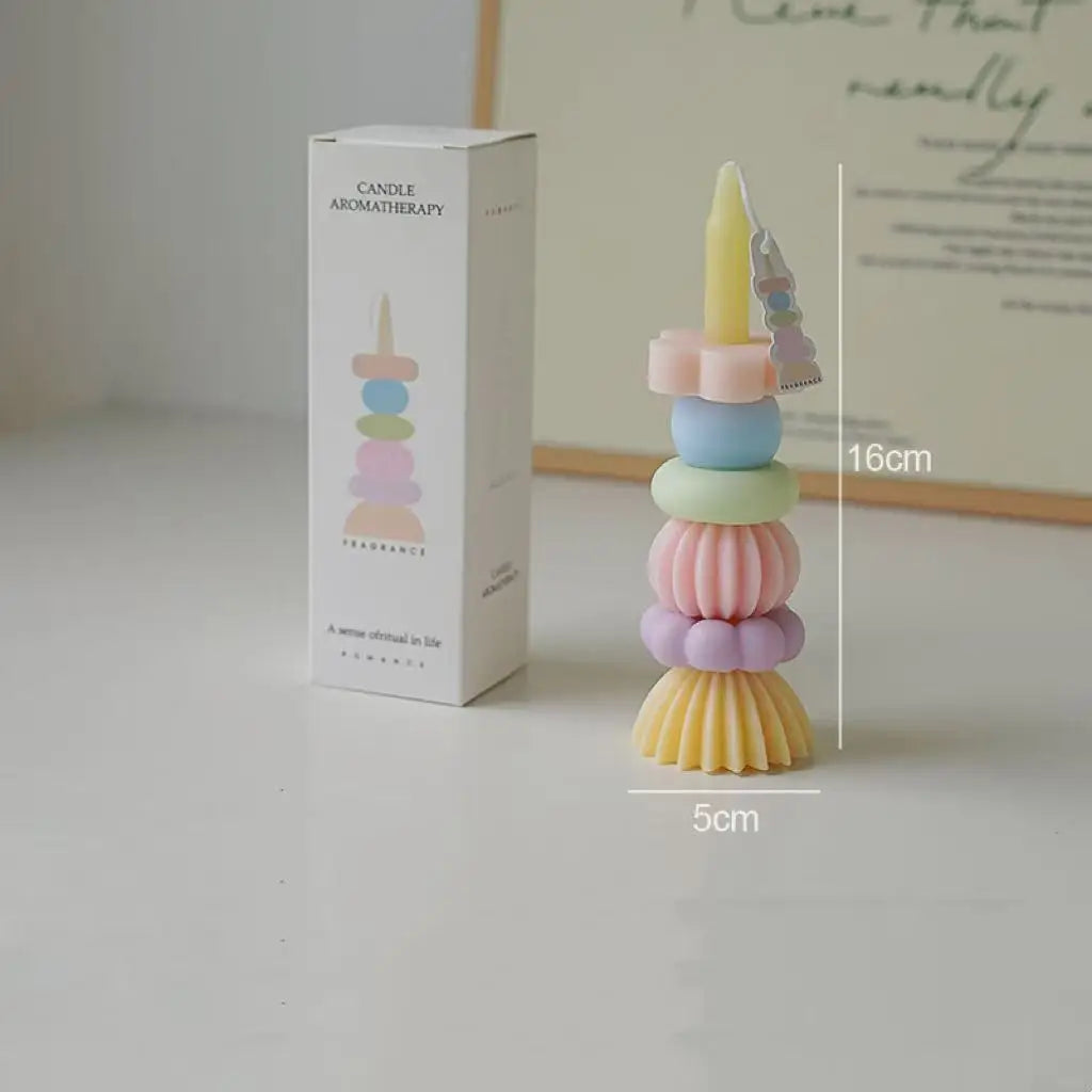 Artisan Geometric Layered Fragrance Candle Lovely Aroma Room Decor Qme yellow