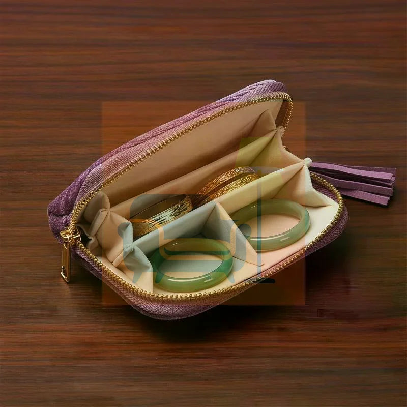 Soft Velvet Portable Jewelry Storage Bag Multi Slots Golden Zipper For Travel Bracelet Earring Necklace Storage Qme