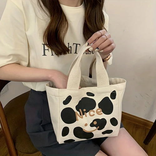 1 Canvas Bag Women's Handbag Office Worker's Bento Rice Box Student's Qme Ivory