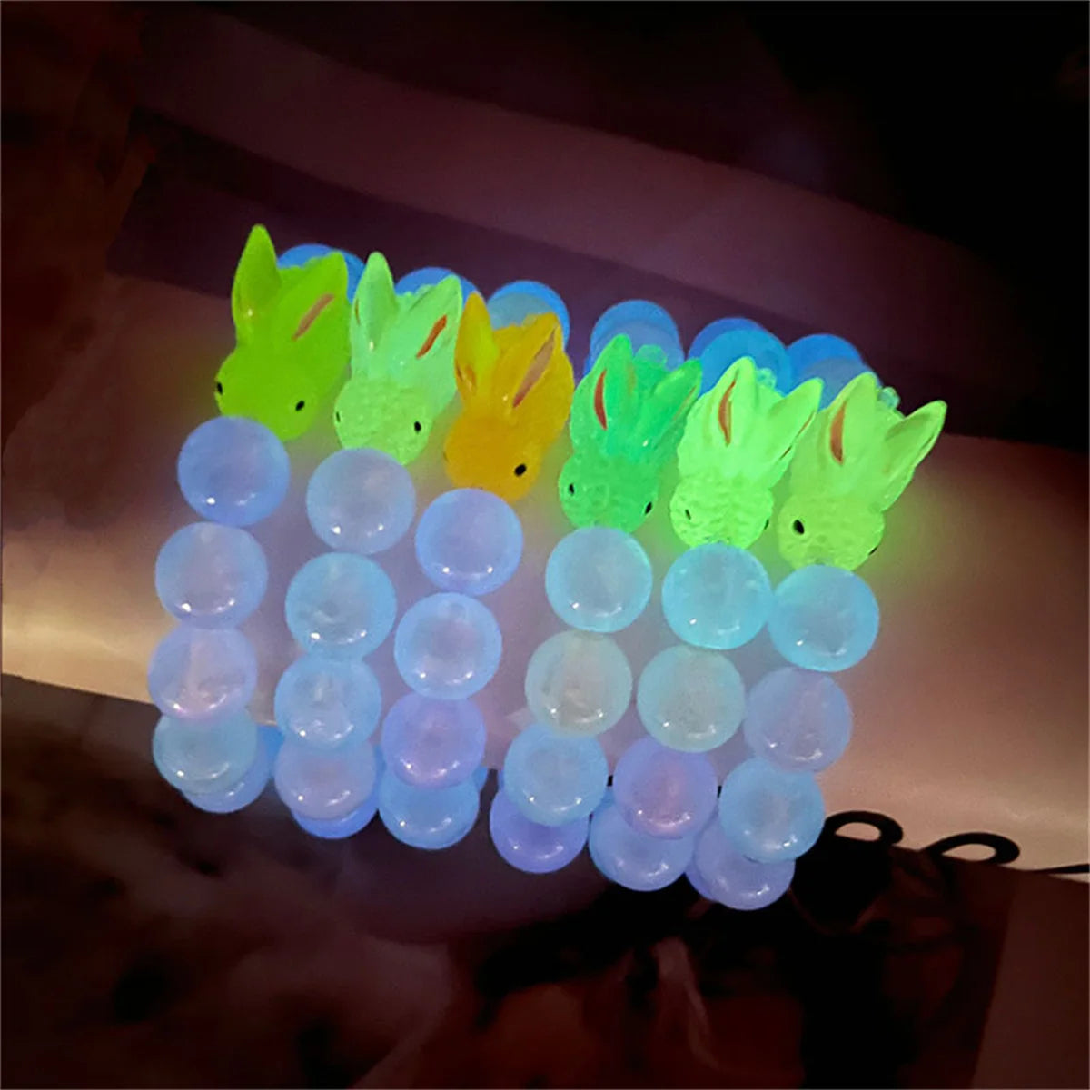 b13 Cute Resin Luminous Rabbit Beads Bracelet Fashionable Women's Girls Acrylic Cute Korean Bracelet Accessories Wholesale Qme