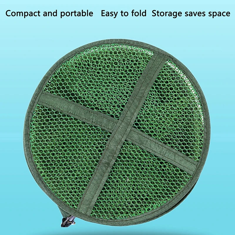 Portable Quick-drying Nylon Mesh Steel Ring Folding Fishing Net Fish Qme