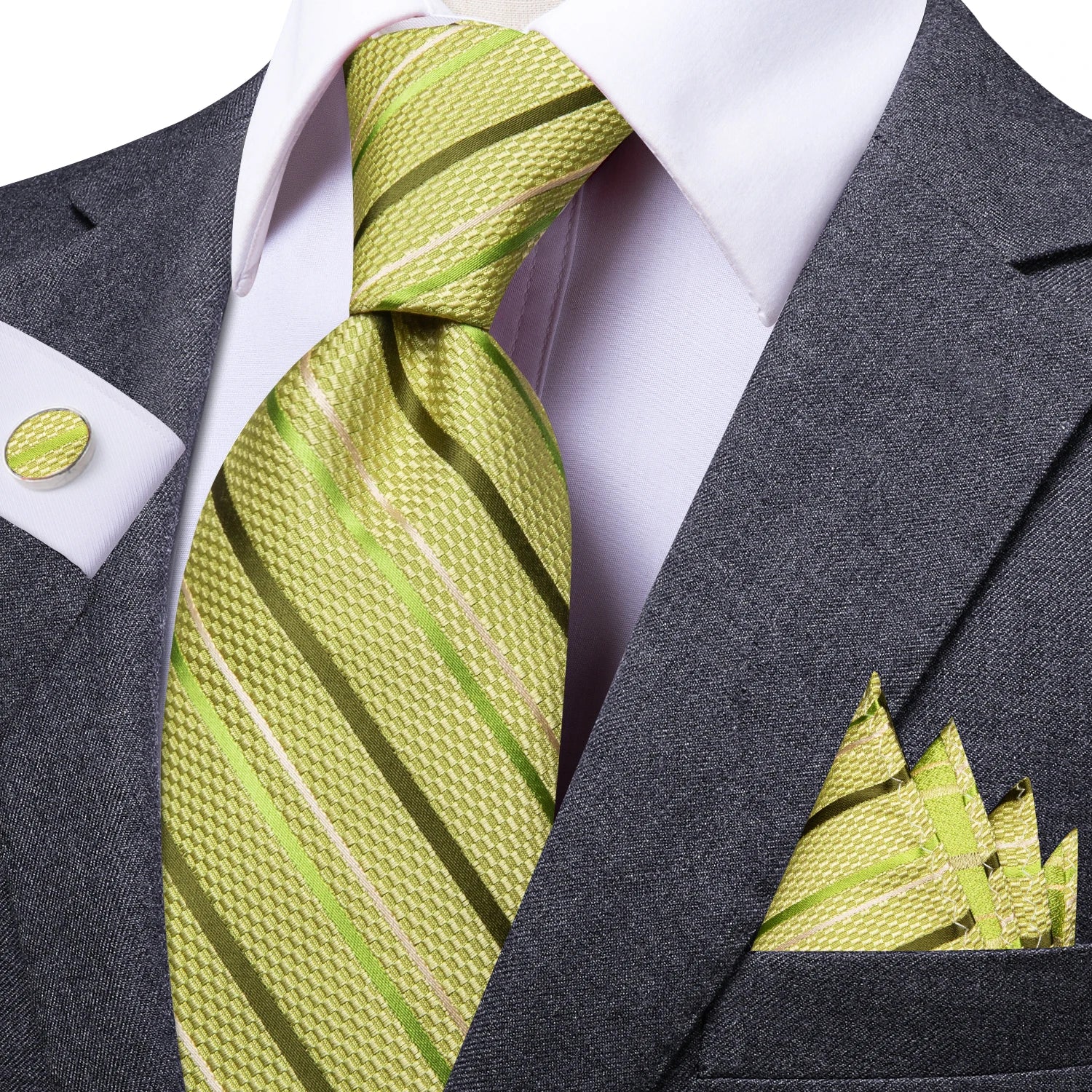 Men's Tie Pocket Square Colorful Striped Business Collection Formal Qme DPT-LDSN0030