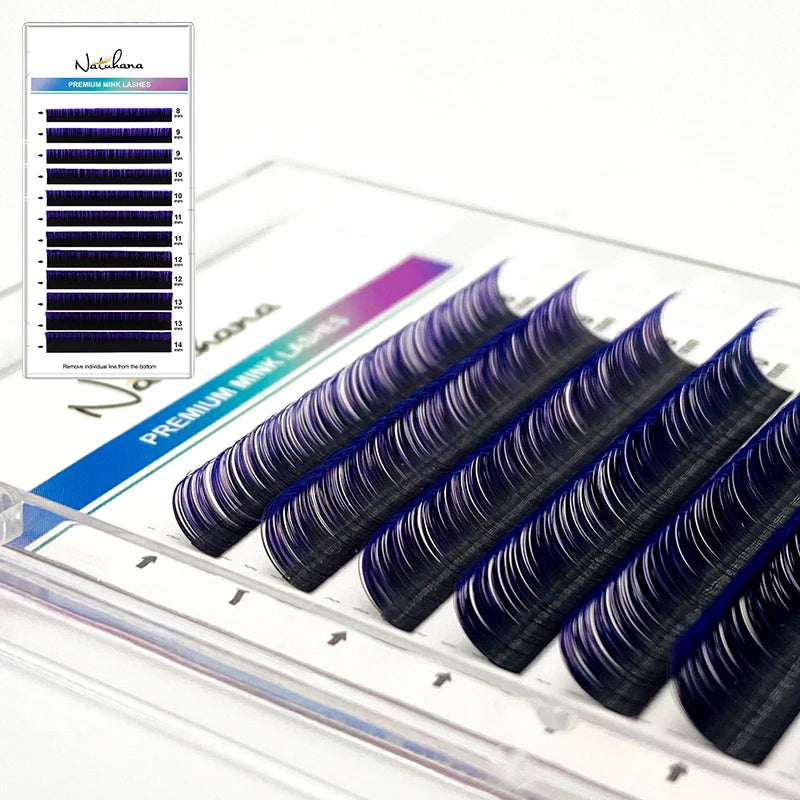 NATUHANA Dark Colored Eyelashes Extension Individual Natural False Qme Gradation purple L 0.07mm|Mix