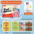 Focus Training Spot the Difference Game Reusable Cards for Training Focus and Concentration,With Erasable Pen,3 modes Qme 3 Mode 64 Pages Set