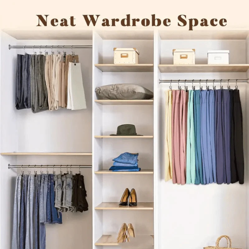 Multi Functional Metal Pants Hangers With Anti Slip Clips Space Saving Closet Organizer For Jeans Skirts Trousers Storage Qme