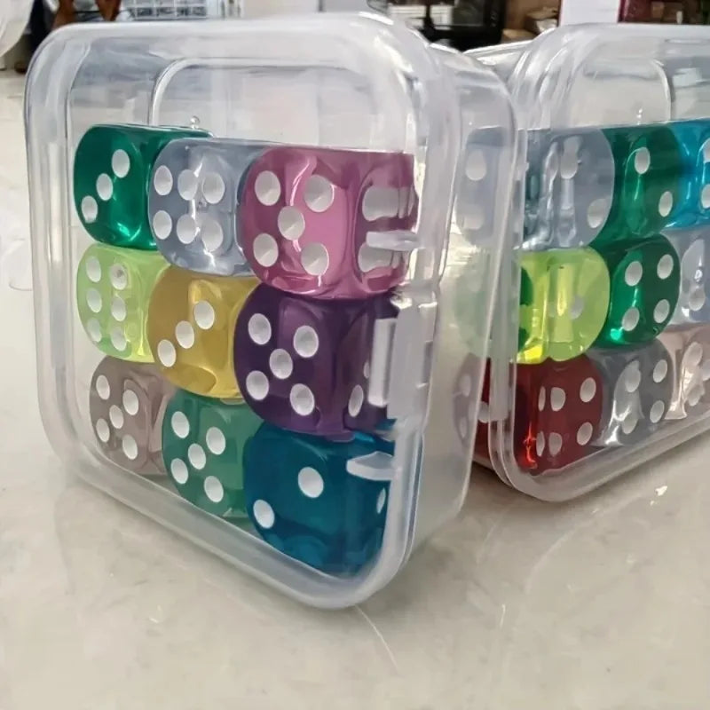 Boxed 9 pieces, 14mm in size, transparent boxed dice, throwing dice, sieve for dice Qme