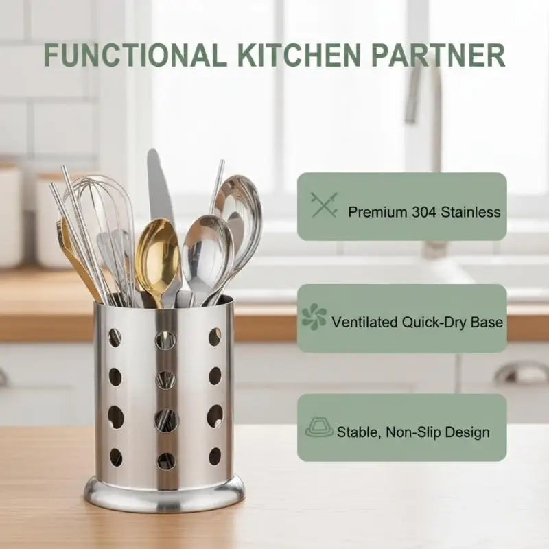 Stainless Steel Cutlery Holder Chopstick Storage Organizer Container Qme