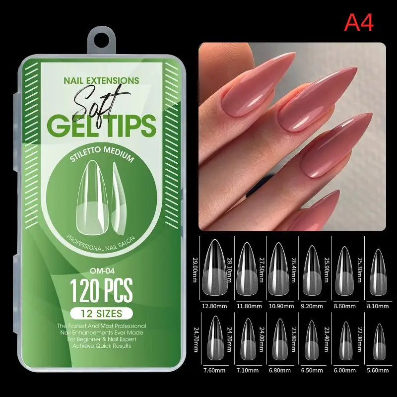 1box False Nail Tips Clear Semi-frosted Full-coverage Soft Fake Nails Qme A4