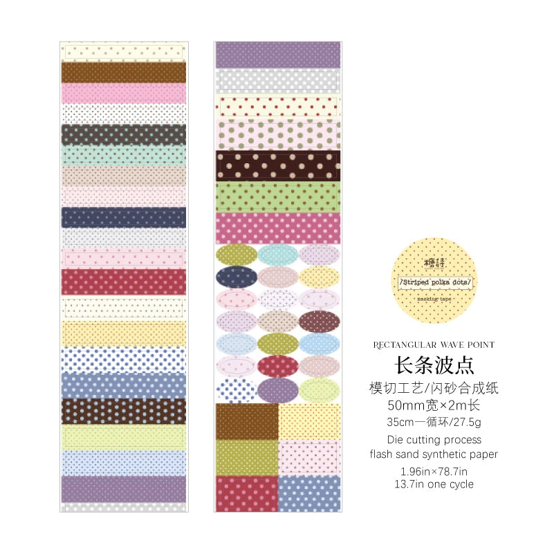 Kawaii 50mm*2m Wave Point Control Series Masking Tapes for DIY Collage Scrapbooking School Stationery Creative Journal Label Qme B 1 Roll
