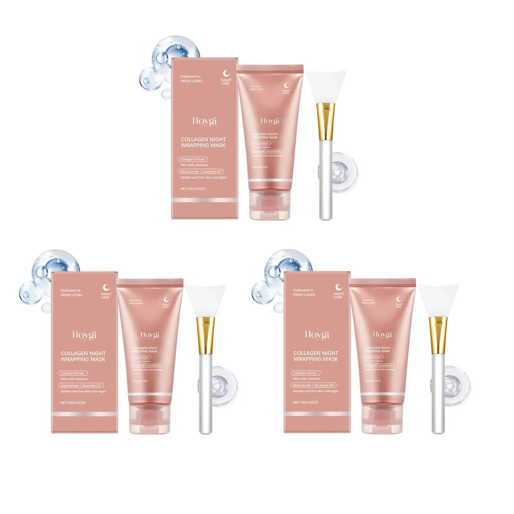 Collagen Peel Off Face Mask Pore Shrinking Hydrating Moisturizing Night Wrapping Mask Cream Firming Skin Peel-off Facial Mask Qme 3 Sets