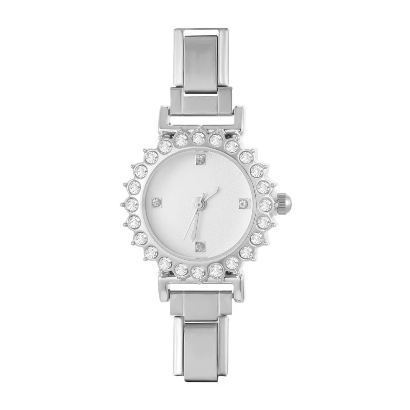 Y2K High Quality Rotating Zircon Round Shape Stainless Steel Watch Bracelet Women'S 9mm DIY Italian Charm Bangle Jewelry Gifts Qme S 39
