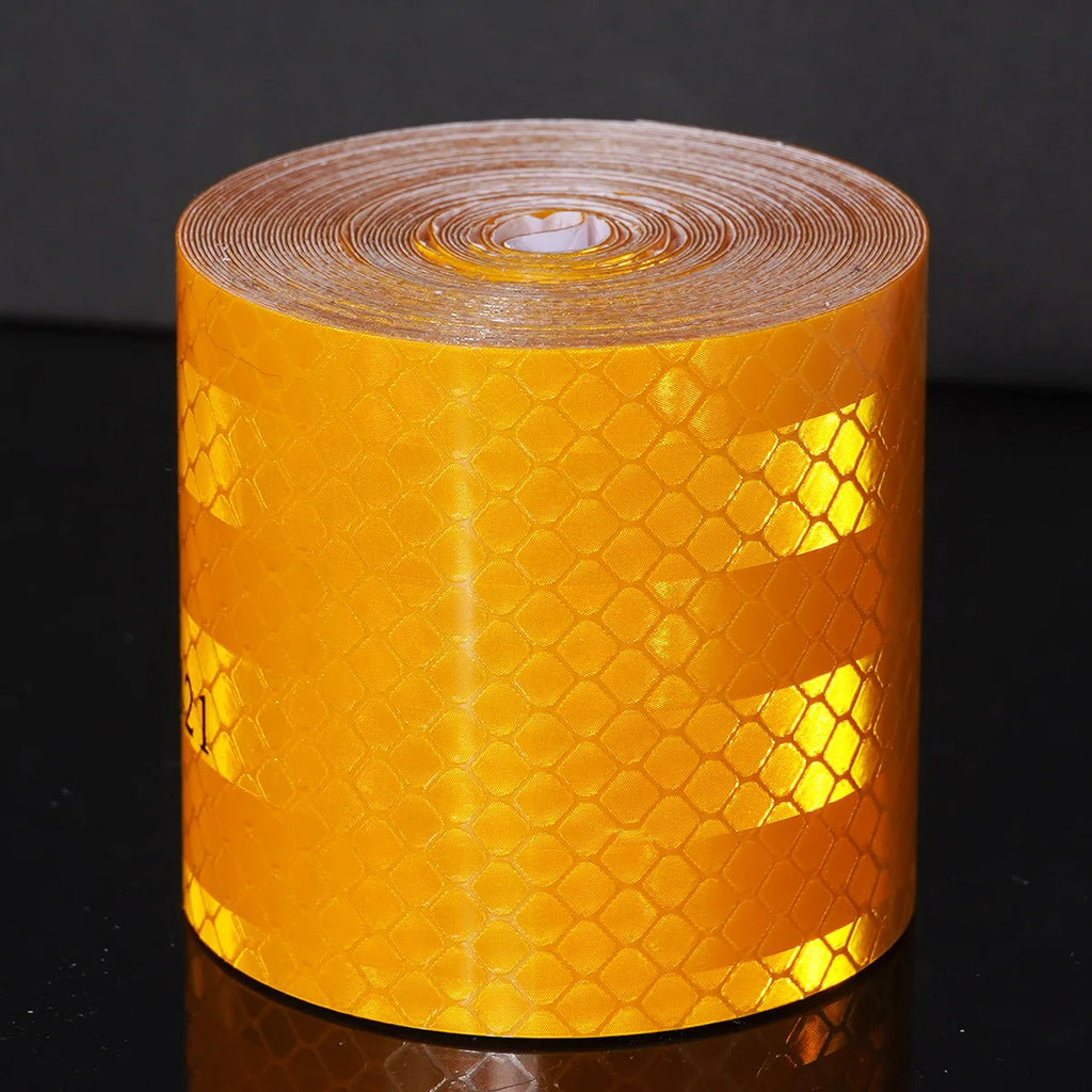 Car Reflective Tape Yellow DOT-C2 Auto Safety Warning Sticker Reflector Protective Tape Strip Film for Trucks Auto Motorcycle Qme Yellow 9m 5cm