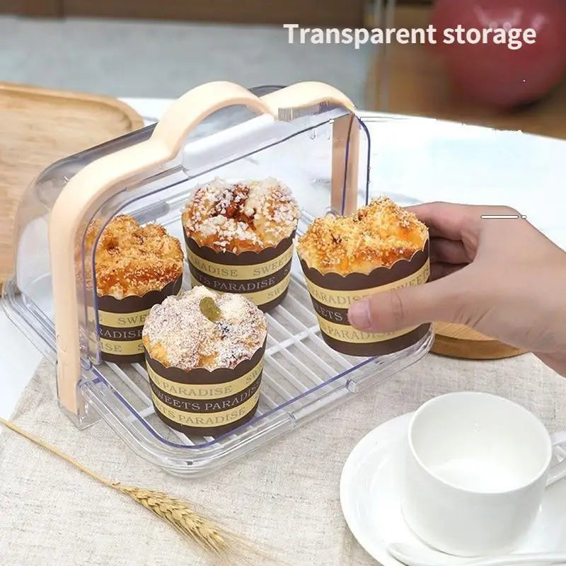 Portable Bread Storage Box Lid Transparent Dust Proof Cake Pastry Qme