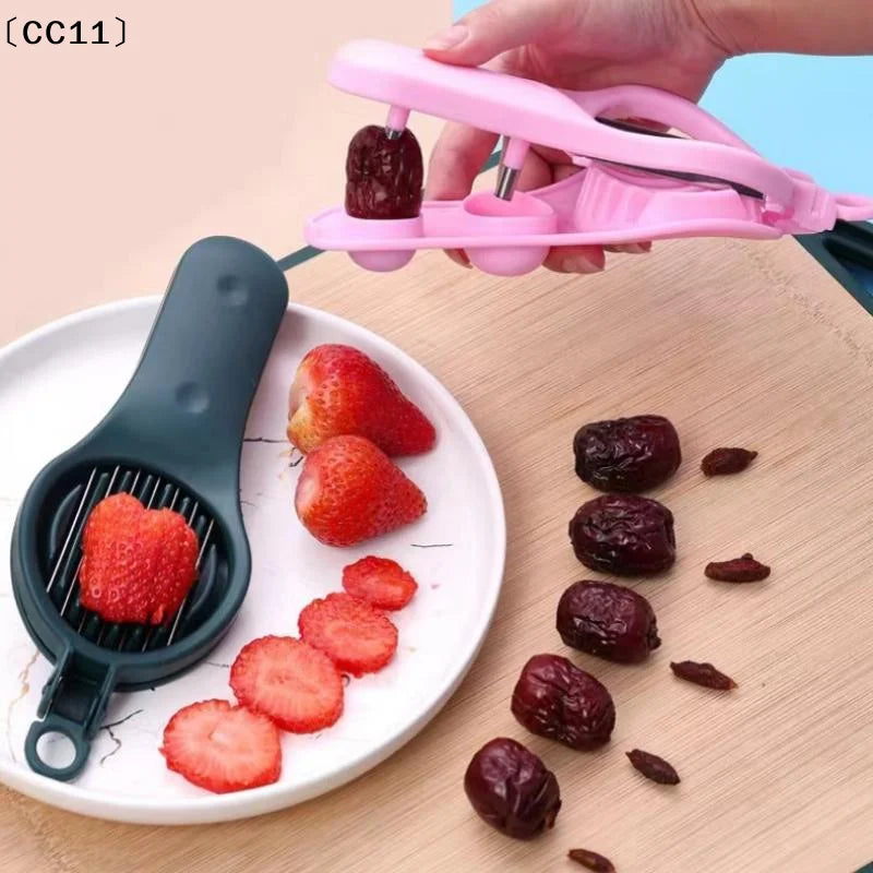Strawberry Slicer Sharp Stainless Steel Blades Non Slip Handle Home Qme