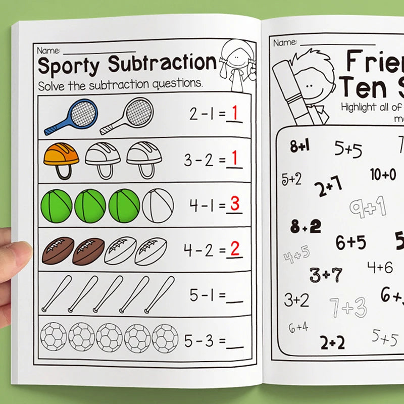 32-Page Interactive Math Learning Workbook Addition Subtraction Qme