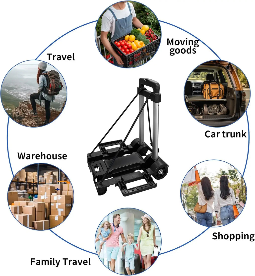 Aluminum Folding Hand Trucks,Small Folding Hand Truck Dolly with 2 Wheels,Collapsible Cart Portable Dolly,Duty Moving Dolly Qme