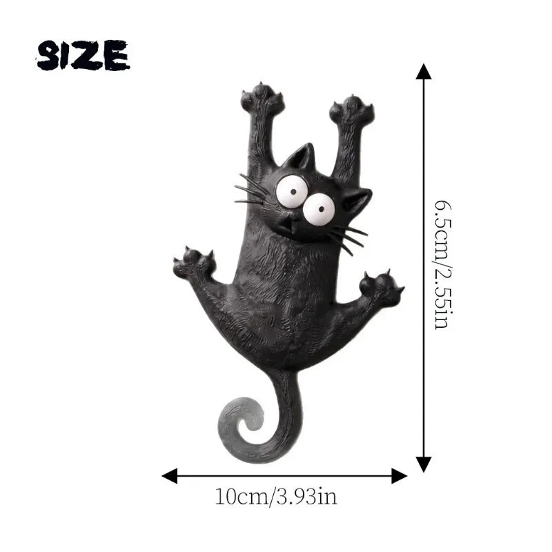 Cartoon Cute Fluffy Black Cat Fridge Magnet Creative Animal Model Qme