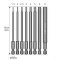 8pcs Hex Head Allen Wrench Drill Bits Set 100mm SAE Metric Allen Electric Hexagonal Bit Screwdriver Socket Bit Power Tool Parts Qme Default Title