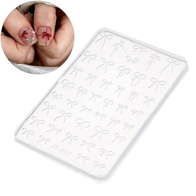 DIY Design Bowknot Mold 3D Carving Stamping Plates Manicure Art Qme