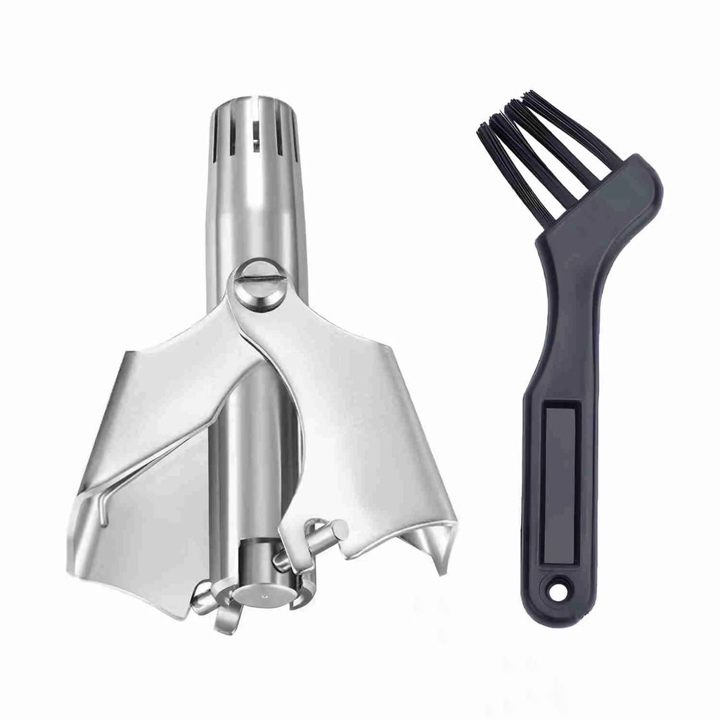 Portable Stainless Steel Manual Nose Ear Hair Trimmer Hair Remover Waterproof Washable Easy Clean Travel Grooming Tool For Men Qme 1set