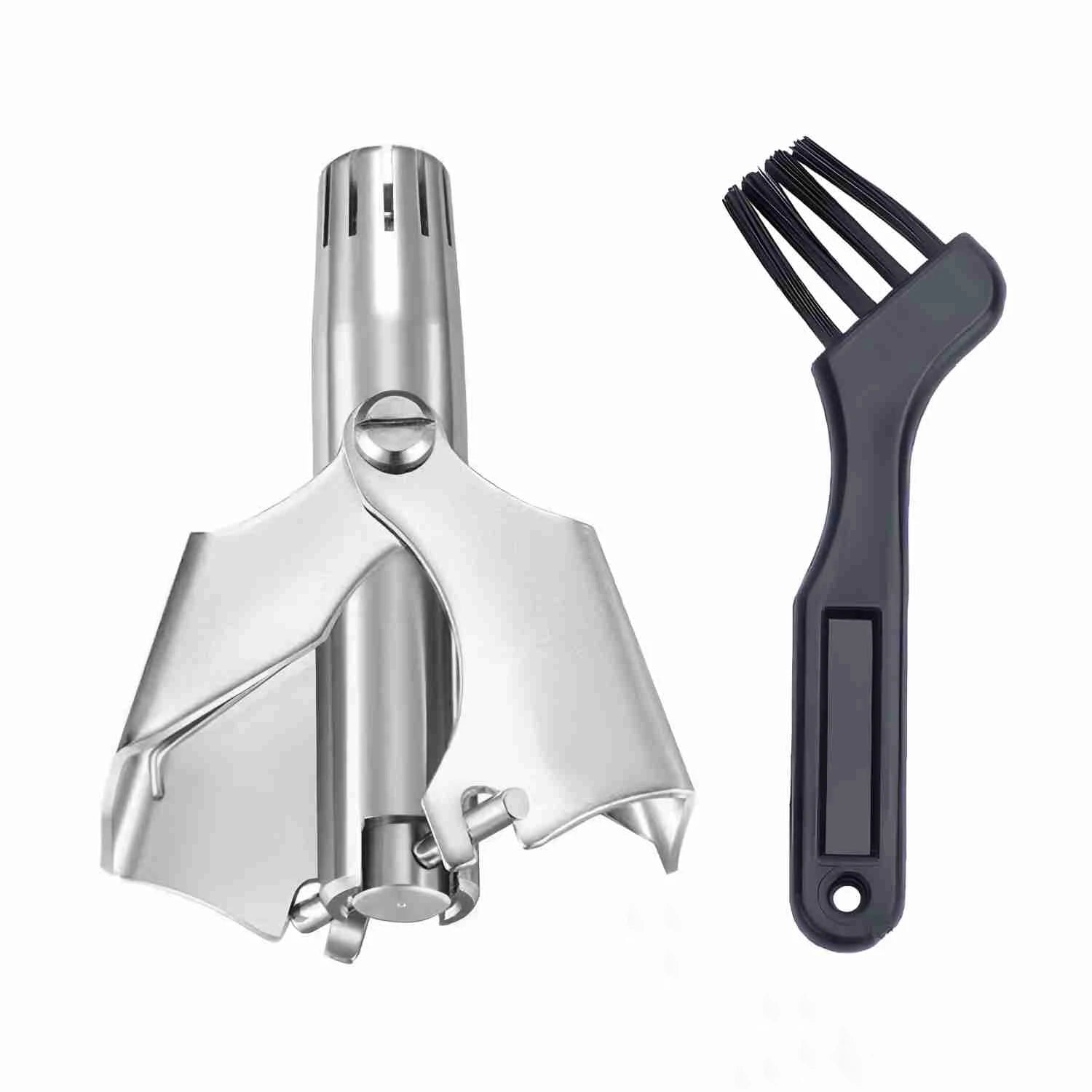 Portable Stainless Steel Manual Nose Ear Hair Trimmer Hair Remover Waterproof Washable Easy Clean Travel Grooming Tool For Men Qme 1set