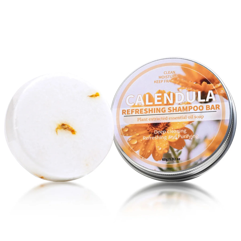 Calendula Shampoo Bar Herbal Essential Oil Hair Care Soap Deep Qme