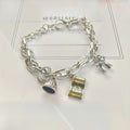 Bracelet for Women Retro Thick Chain Charm Bracelet with Horse Money Bill Fish Pendant Lucky Wealth Jewelry Birthday Gift Qme 1pc