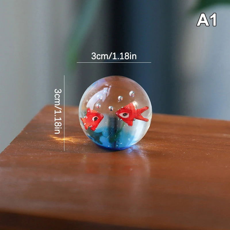 Home Office Decor Handcrafted Glass Pocket Fish Figurine Mini Qme A1