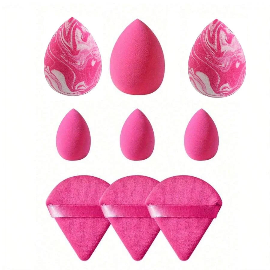 3 Salmon Beauty Egg Velvet Triangle Setting Powder Puff Mini Tool Qme