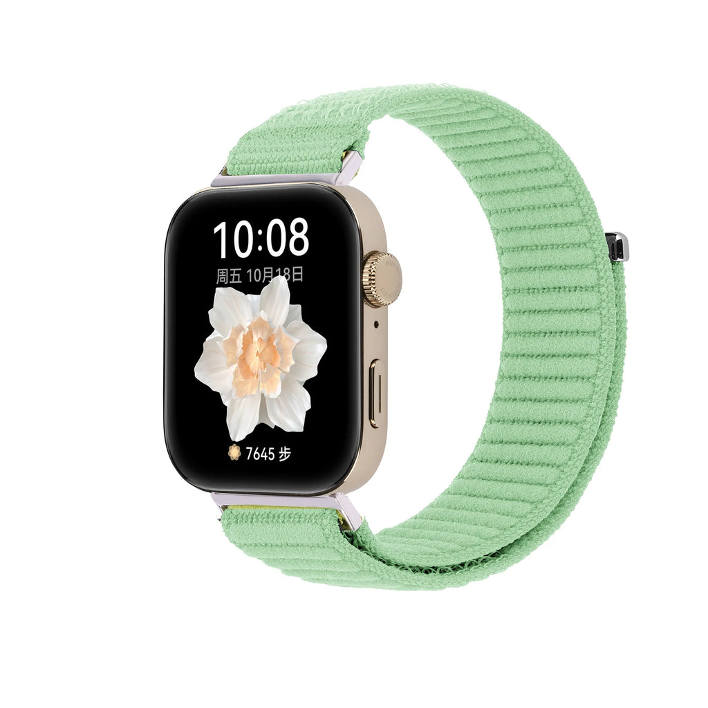 A Adjustable Breathable Nylon Woven Watchband with Stylish Metal Buckle for Huawei Watch Series - Replacement Wrist Band Qme pistachio color