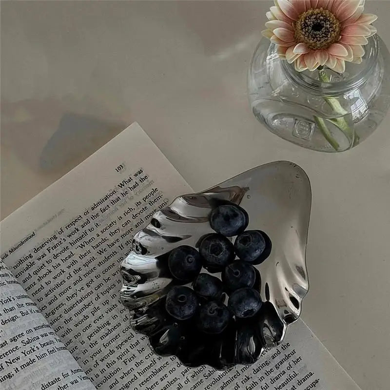 Stainless Steel Plate Shell Shaped Dish Metal Cheese Dessert Dish Plate Jewelry Storage Metal Tray Soap Box Table Decoration Qme