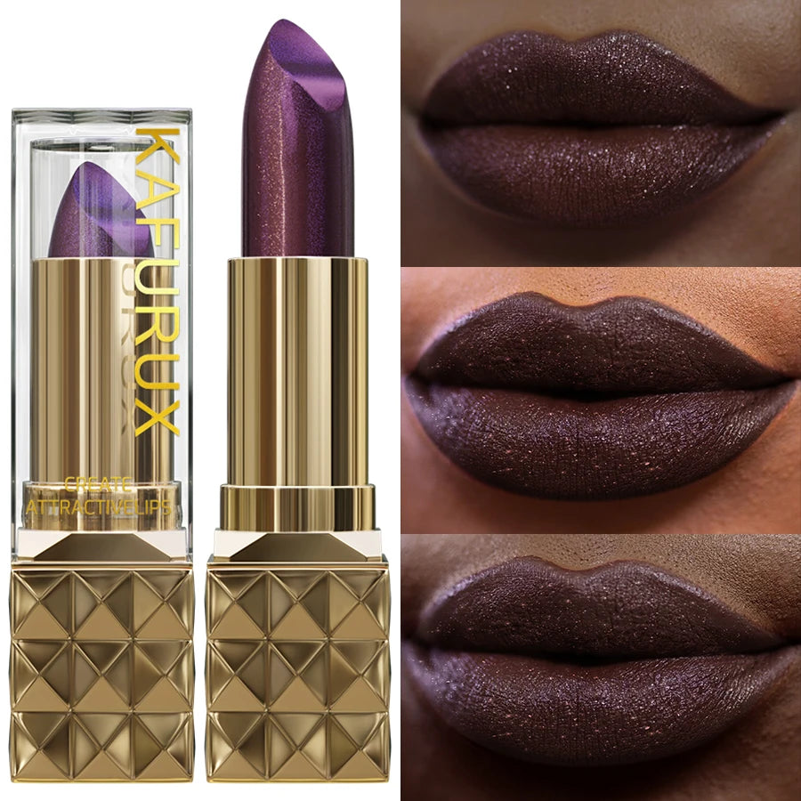 Sexy Glitter Shiny Red Lipstick Pearlescent Lip Tint Long Lasting Qme
