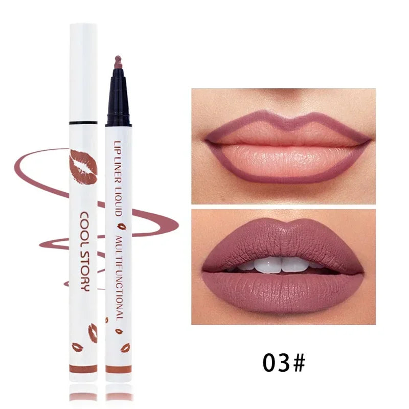 Matte Soft Lip Liner Liquid Lipliner Pencil Long Lasting Lips Cosmetic Tool Stick Quick Drying Smudge Proof Natural Lipstick Pen Qme 03
