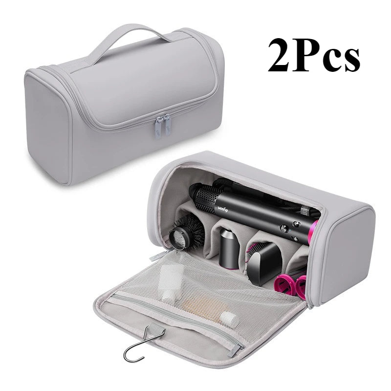 Hideable Hanging Hook Hair Dryer Case Portable Non-slip Tools Pouch Qme 2Pcs Gray