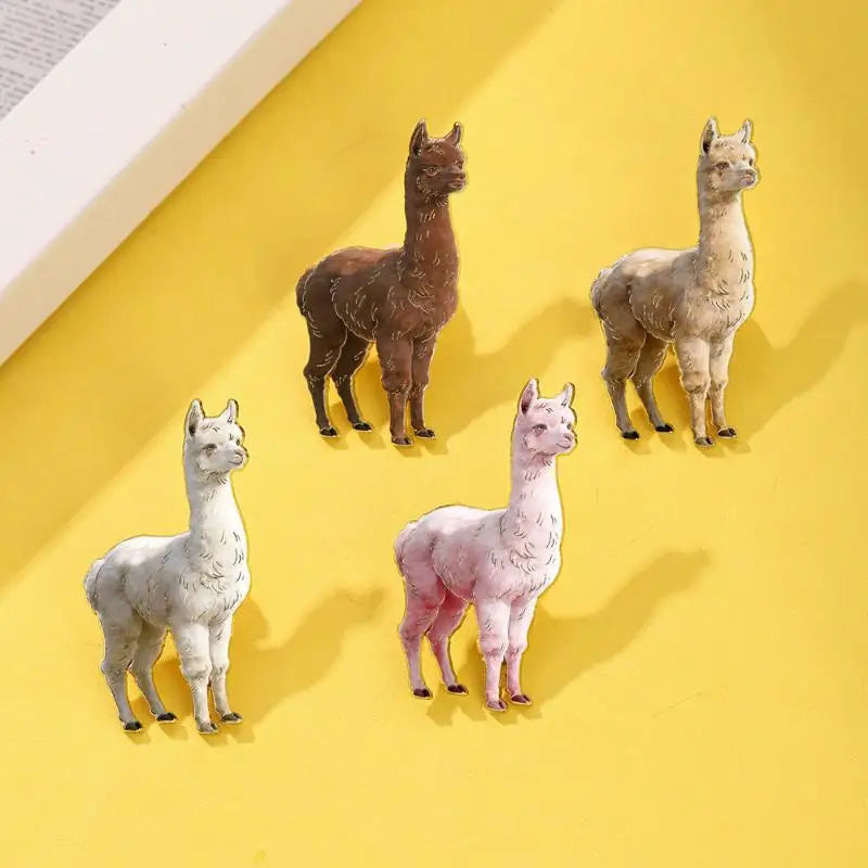 Cute Cartoon Alpaca Metal Pins 4 Color Choices Fashion Lapel Badge for Jackets Backpacks Bags Friends Gift Qme