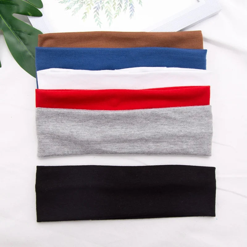 Elastic Cotton Hairband Fashion Headbands Women Men Solid Running Qme