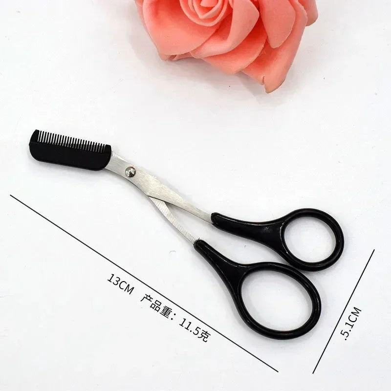 Stainless Steel Eyebrow Scissors with Comb Hair Removal Shaver Safe Eyebrow Trimmer Makeup Products Eyebrow Shaping Makeup Tools Qme